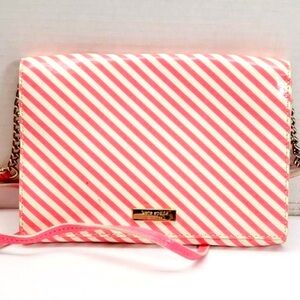 Kate Spade Pink White candy Crossbody Foldover chain purse- Used condition